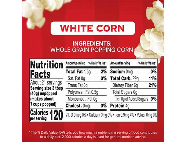 White popcorn kernels food facts