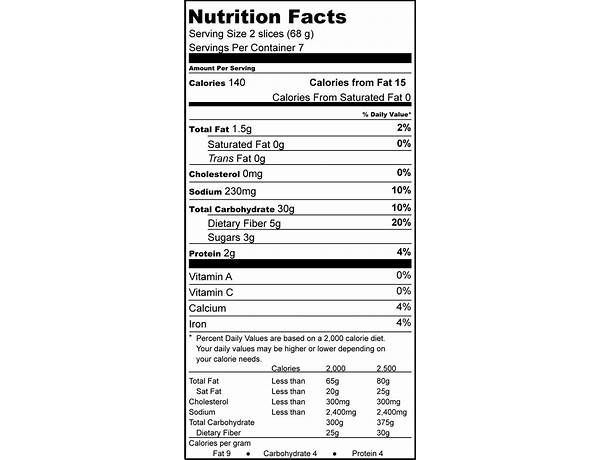 White whole grain bread nutrition facts