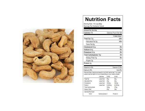 Whole cashews food facts