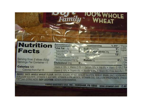 Whole grain bread, whole grain nutrition facts