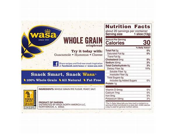 Whole grain crispbread nutrition facts