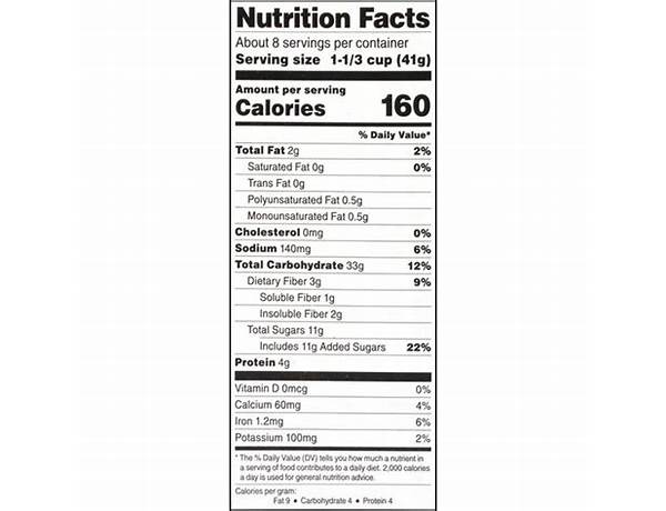 Whole grain honey nut toasted oats nutrition facts