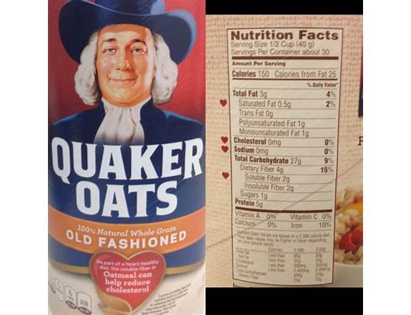 Whole grain old fashioned oats food facts