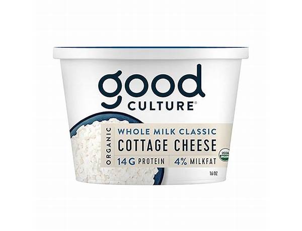 Whole milk classic organic cottage cheese, whole milk classic food facts