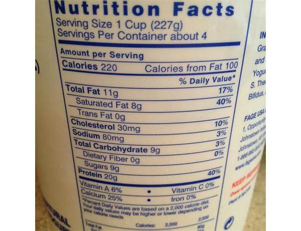 Whole milk greek yogurt food facts