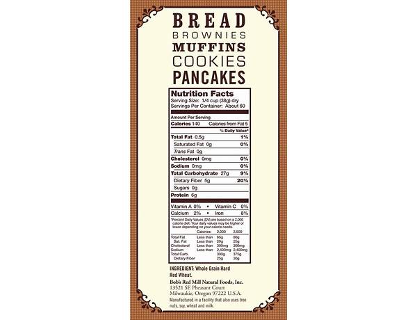 Whole wheat flour ingredients