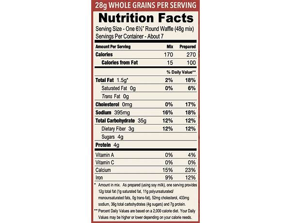 Whole wheat waffles nutrition facts