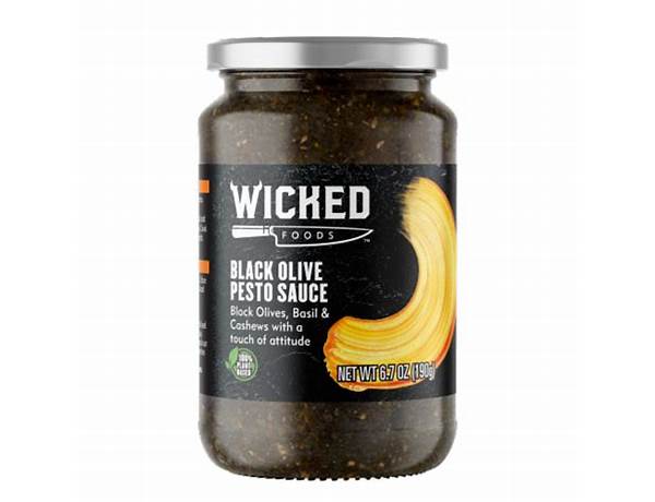 Wicked Foods Black Olive Pesto Sauce, musical term