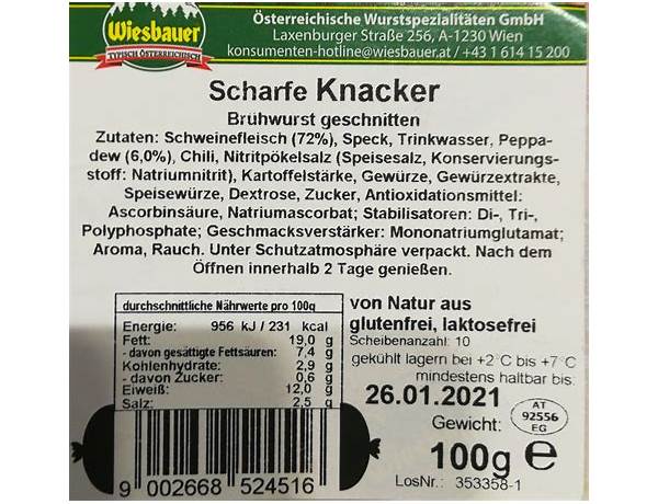 Wiesbauer ingredients