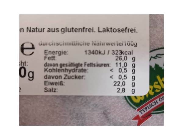 Wiesbauer nutrition facts