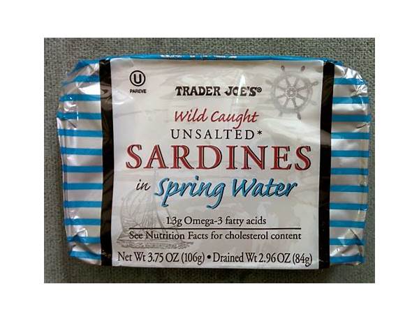 Wild caught unsalted sardines in spring water food facts