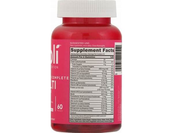 Women's multivitamin gummies food facts