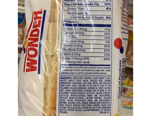 Wonder bread food facts
