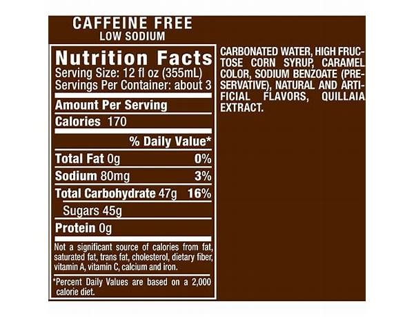 Xs root beer 12oz - food facts