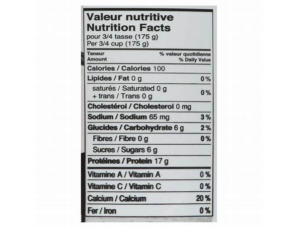 Yaourt 0% nutrition facts