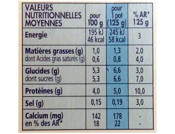 Yaourt le nature nutrition facts