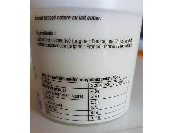 Yaourt le nature nutrition facts