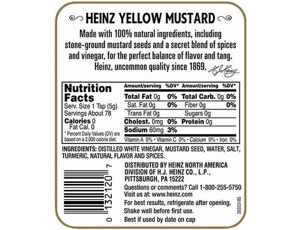 Yellow mustard food facts