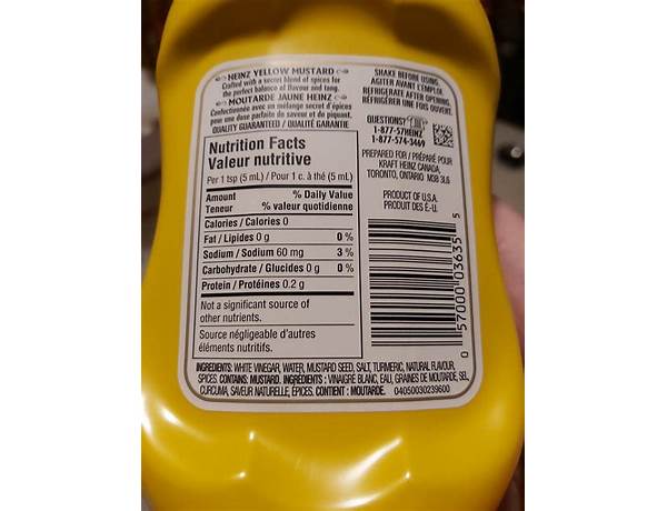 Yellow mustard ingredients
