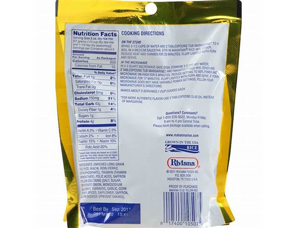 Yellow rice nutrition facts