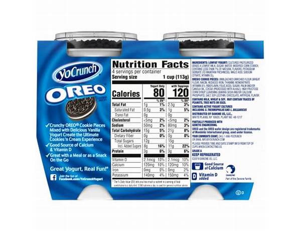 Yocrunch vanilla oreo lowfat yogurt ingredients