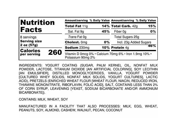 Yogurt pretzels nutrition facts