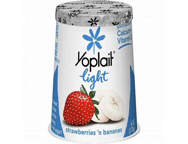Yoplait light strawberries 'n bananas fat free yogurt food facts