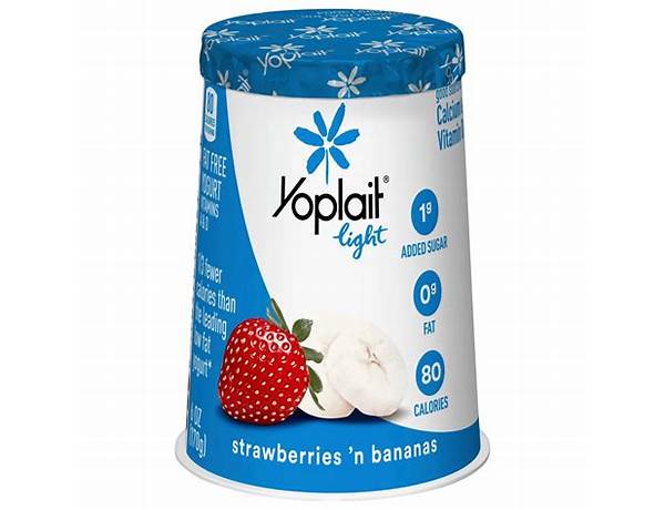 Yoplait light strawberries 'n bananas fat free yogurt food facts