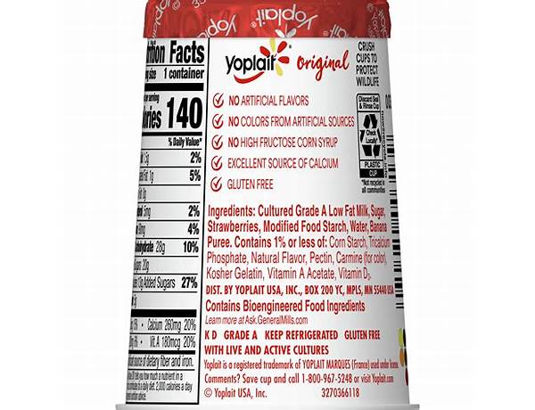 Yoplait strawberry banana ingredients