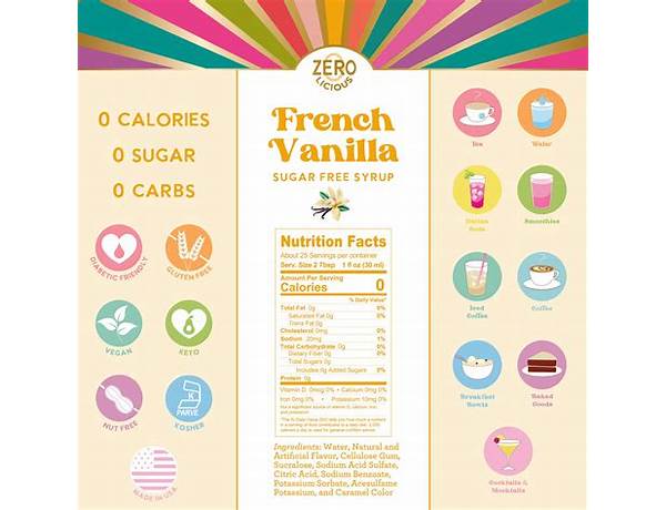 Zero licious french vanilla sugar free syrup food facts