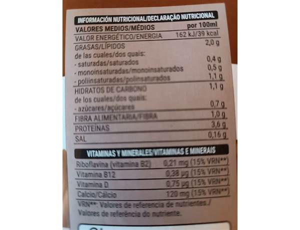 Zero sin azúcares añadidos nutrition facts