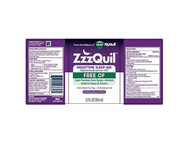 Zzzquil food facts